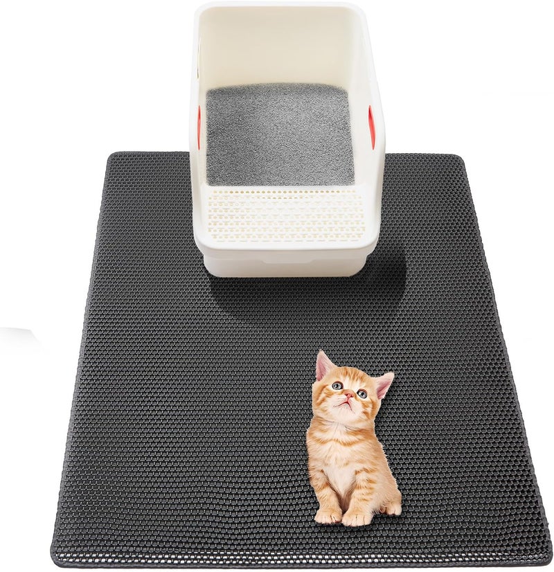 UF-SHARP Large Cat Litter Box Mat,35"X 25" Litter Trapping Mat for indoor Cat, Litter box Mat for Floor, 2 Layer Litterbox Catcher Rug for Kitty Pet,Waterproof Urine Proof, Clean Easily, Non-Slip - Image 1